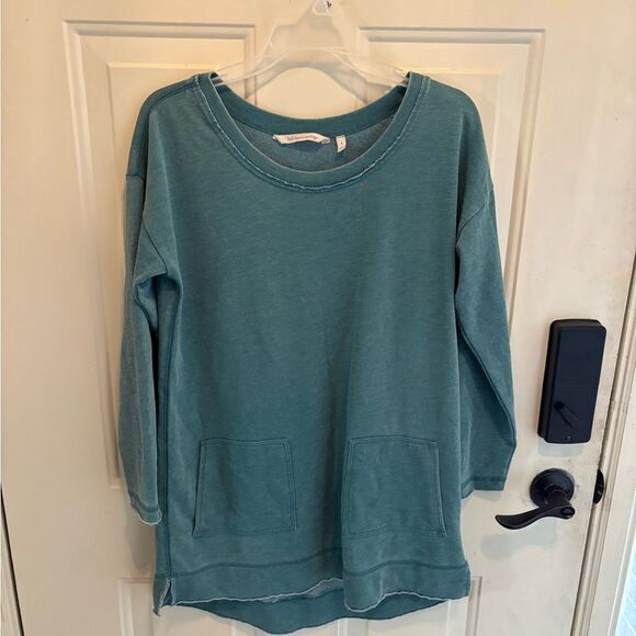 Soft Surroundings Walk in the Park Distressed Sweater in Teal size S - Picture 4 of 4